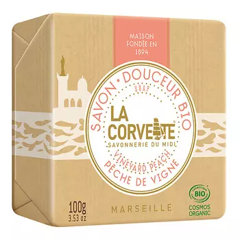 LA CORVETTE Мыло органическое для лица и тела Виноградный персик Marseille Vineyard Peach Soap