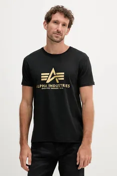 Хлопковая футболка Alpha Industries, черный