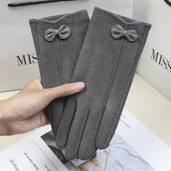 Warm Gloves In Spring and Autumn Women Riding Driving Cold Imitation Rabbit Velvet Super Soft Warm Plus Velvet Touch Screen Gloves. average size