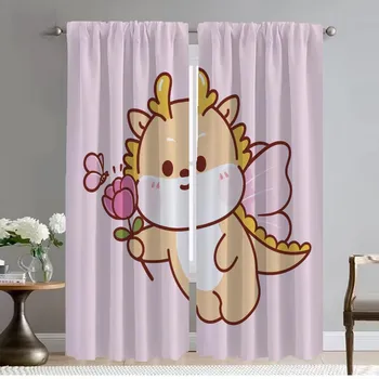 Home Interior Curtains 2 Pieces Little Wyvern Elegant Room Curtains for Camera Window Curtain Shades Halloween Decoration Living W50xH70cmx2pcs-CL