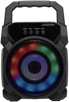 Портативная акустика 1.0 Digma D-PS1500 SP1500B черная, 10W, BT, 500mAh