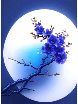 Алмазная картина мозаика цветы серия Rhine Blue One Plum Blossom 5D DIY вышивка крестом украшение для дома Full Round 20x30CM