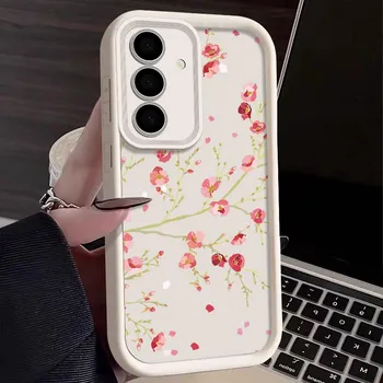 Модный чехол для телефона с цветочным принтом для Samsung S24 FE S23 S22 Ultra S21 Plus S20 FE A55 A54 A52 A35 A34 Узор из цветочного узора, противоударный, мягкий силиконовый чехол Samsung S24 чёрный