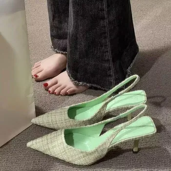 Xiaoxiangfeng Высокие каблуки Женские летние дизайнерские сандалии Sense French Fashion Temperament Niche Single Shoes Women 35 синий