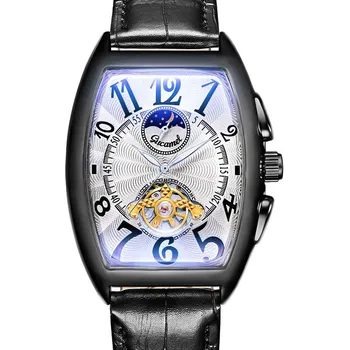 GUCAMEL Мужские часы Wine Barrel Механические часы Автоматические механические часы Tourbillon Sun Moon Stars Мужские часы
