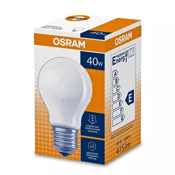 лампа накаливания OSRAM 40Вт E27 2700K 230В груша A55 матовая