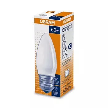 лампа накаливания OSRAM 60Вт E27 2700K 230В свеча С35 матовая