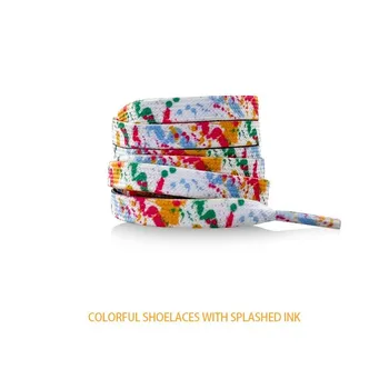 Плоские шнурки Splash Ink для кроссовок, повседневная обувь из холста, шнурки для обуви, цветные шнурки для женщин, мужская обувь, аксессуары 120cm