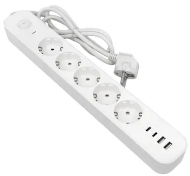 Удлинитель EKF UBA-LUX-505-TC LUX 5 гнезд 2USB 2,4А+2type-C 5 метров 1,5мм2