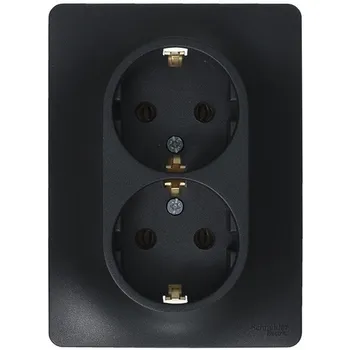 Розетка двойная с заземлением (антрацит) Systeme Electric Glossa GSL000724