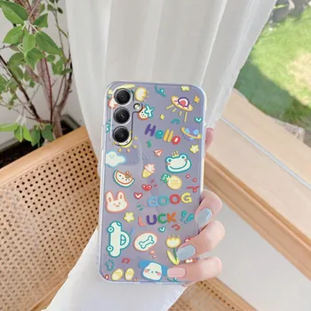 Мягкий силиконовый прозрачный чехол для Xiaomi Redmi 13C Note 13 Pro Samsung A55 A54 A34 S24 M34 iPhone 15 милый узорчатый чехол для камеры с рисунком кота защитный противоударный чехол Samsung Galaxy S20 FE