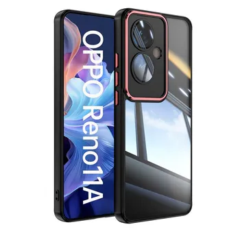 Для Oppo Reno 11A 11 F F25 Pro металлическая задняя крышка с прозрачной закалкой, полное покрытие с пленкой для объектива, супер-противопадающий защитный чехол Reno 11A (Japan) чёрный