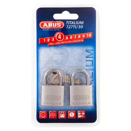 набор замков навесных ABUS 727TI/30TW алюминий 2 шт под 1 ключ