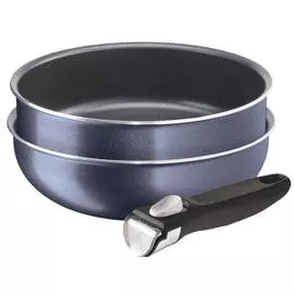 набор сковородок TEFAL Ingenio Twinkle Grey 3пр. сотейник 26см, вок26, съемн. ручка алюм. антипр.