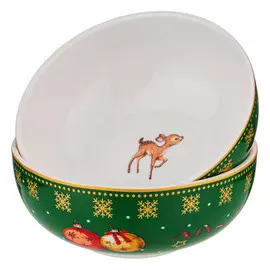 набор розеток LEFARD Сhristmas collection 2шт. 10см фарфор зеленые