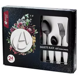 набор столовых приборов APOLLO Baguette Black 24шт. нерж.сталь