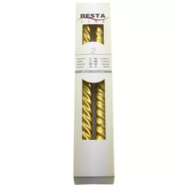набор свечей RESTA LINE Витые 2шт, 25х2,2см 8ч/г золото