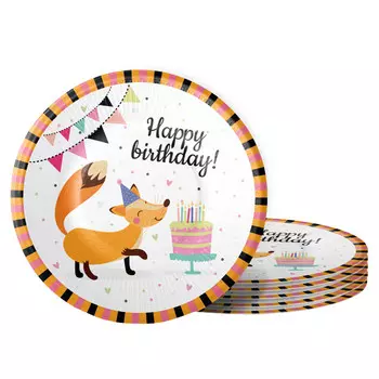 набор тарелок FIOLENTO Friendly Birthday Лисенок 6шт 18см бумага