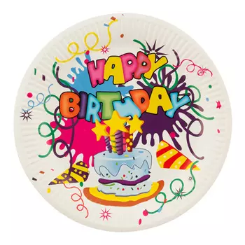 набор тарелок ВОЛШЕБНАЯ СТРАНА Happy Birthday 6шт 23см бумага