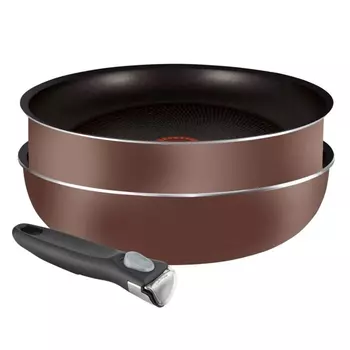 набор TEFAL Ingenio Brownie 3пр. сотейник 26см, вок 26см, съем. ручка антипр.покр. штамп.алюминий
