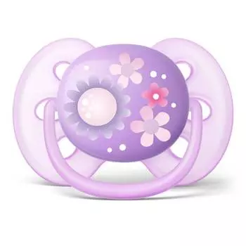 Avent Philips Пустышка Ultra Soft силиконовая, ортодонтическая, 6-18 месяцев, для девочек