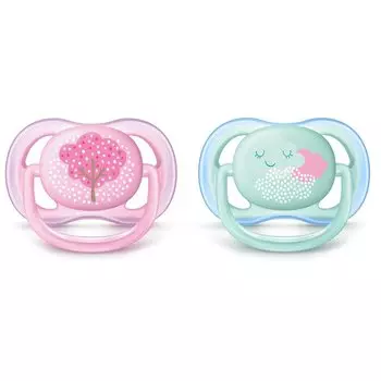 Avent Philips Соска-пустышка Ultra Air силиконовая, ортодонтическая, 0-6 месяцев, 2 штуки, SCF343/20