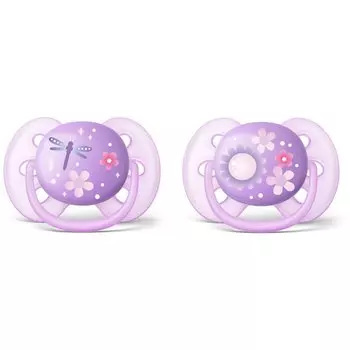 Avent Philips Соска-пустышка Ultra Soft силиконовая, ортодонтическая, 6-18 месяцев, 2 штуки