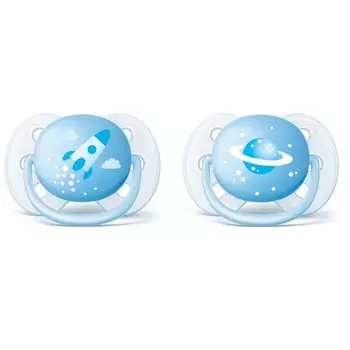 Avent Philips Соска-пустышка Ultra Soft силиконовая, ортодонтическая, 0-6 месяцев, 2 штуки