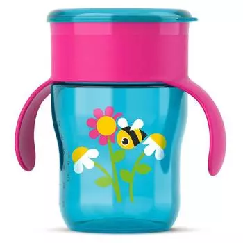 Avent Поильник "Взрослая чашка" 9 мес+, 260 мл, голубой/розовый
