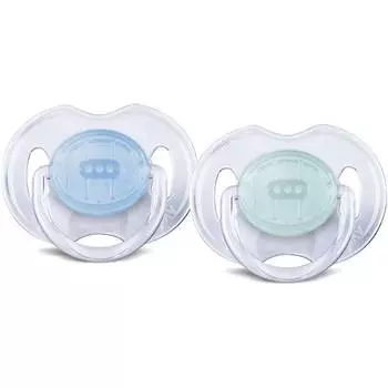 Avent Пустышка Classic силиконовая, 0-6 мес, 2 шт., голубая/бирюзовая