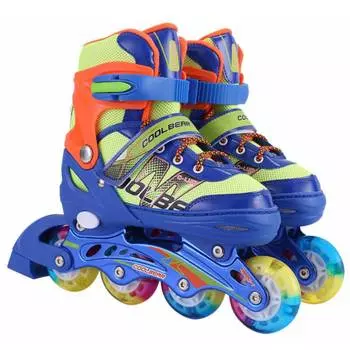 1toy Коньки роликовые, переднее колесо со светом, S (31-34), синие
