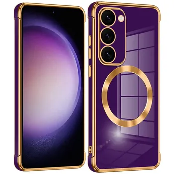 Тонкий однотонный магнитный чехол для телефона Samsung Galaxy S25 Ultra S24 FE S23 Plus S22 S21 с покрытием для беспроводной зарядки, мягкий противоударный бампер из ТПУ Samsung S25 розовый