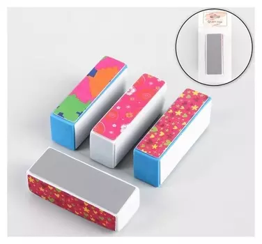 Баф для полировки ногтей, четырёхсторонний, 9 × 3,5 × 3 см, рисунок
