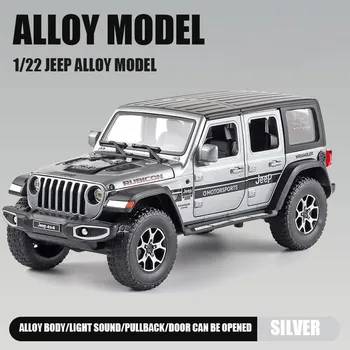 1/22 Jeep Wrangler Pickup, внедорожник, модель из сплава, имитация звука и света, литая под давлением металлическая игрушка, коллекция, подарок для мальчика чёрный