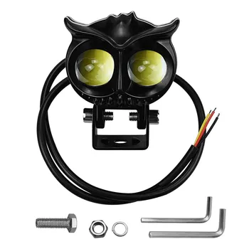 Светодиодные противотуманные фары для мотоцикла, белые/желтые, DC12-85V Owl, вспомогательные фары для автомобилей, квадроциклов, автомобилей 6.68*7.9*3.4cm чёрный