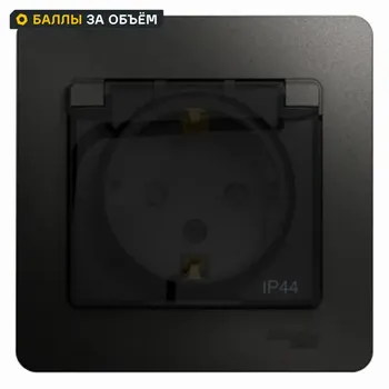 Розетка встраиваемая влагозащищенная Systeme Electric Glossa с заземлением с крышкой и шторками IP44 цвет антрацит