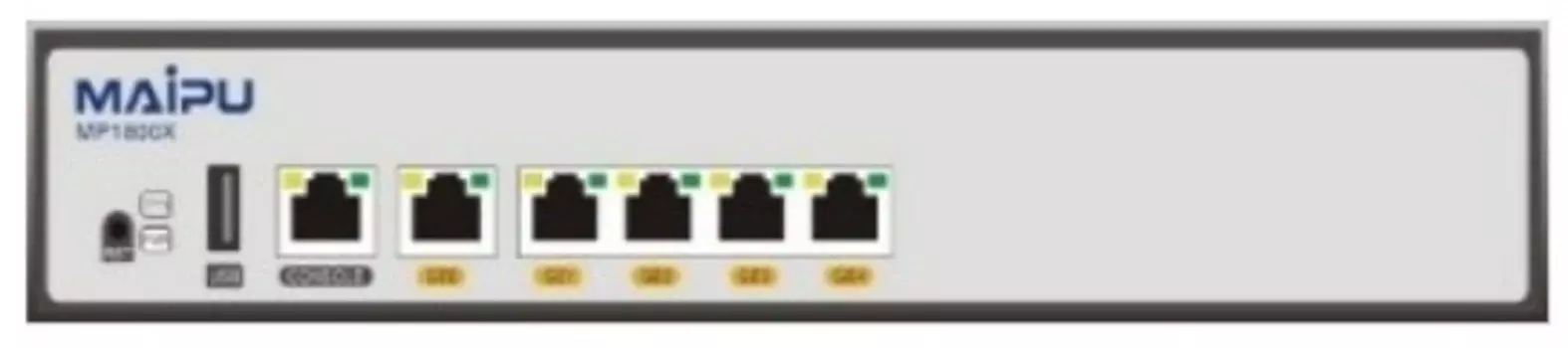 Маршрутизатор Maipu MP1800X-50 E1 Version:One RJ 45 Console port, one USB interface, five 10M/100M/1000M Ethernet ports, AC power supply