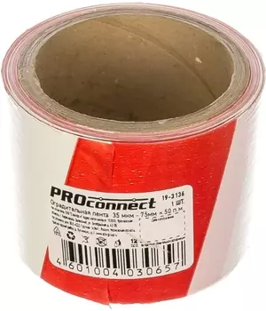 Лента PROconnect 19-3136 оградительная 75 мм х 50 м, цвет белый/красный