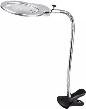 Лупа Kromatech MG15122-1C 69479 настольная 2/5x, 130 мм, с прищепкой и подсветкой (2 LED)