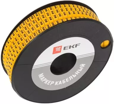 Маркер на кабель EKF plc-KM-6-2 6,0 мм2 "2"(350 шт.) (ЕС-3)