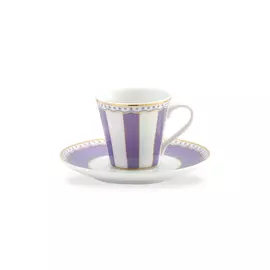 Чашка кофейная с блюдцем Noritake "Карнавал" 90мл (лавандовая полоска), п/к