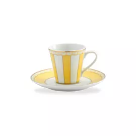 Чашка кофейная с блюдцем Noritake "Карнавал" 90мл (жёлтая полоска), п/к