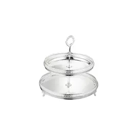 Блюдо двухъярусное Queen Anne 23,28см,сталь,посеребрение