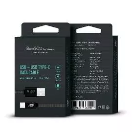 Дата-кабель USB -Type-C, 3А, 1м, в нейлоновой оплетке черный, BoraSCO (VSP)