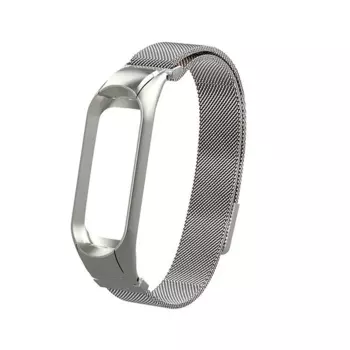 Миланский сетчатый браслет для Xiaomi Mi Band 4 Серебристый (Магнитный замок)