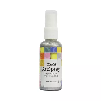 Спрей-Краска ArtSpray, серебро светлое 50мл Wizzart
