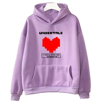 Толстовки с капюшоном Undertale Game «Вы наполнены решительностью», женская повседневная толстовка с длинными рукавами для зимы/осени, толстовка с капюшоном для девочек L