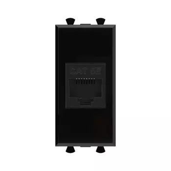 Розетка RJ-45 категория 5e, 1 модуль, без шторки, черный, DKC Avanti (4402661)
