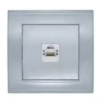 Розетка RJ-45 открытый монтаж категория 5, 1 модуль, серебро, Universal (7949858)