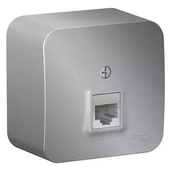 Розетка RJ-45 открытый монтаж категория 5e, механизм в сборе, алюминиевый, Schneider Electric Blanca (BLNIA045003)